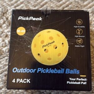 Yellow Outdoor Pickleball Balls - 4 Pack m-40 pick peak new outdoor 40 hole